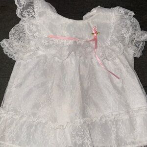 24m Vintage White Lace Kalula Ruffle Bottom Dress